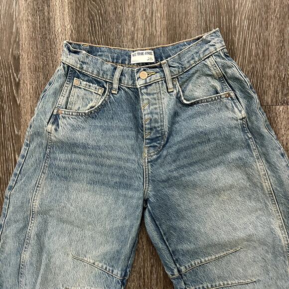 NWOT We The Free Lucky You Mid Rise Barrel Jeans 25 Short Kismet Cropped Denim - Picture 5 of 16